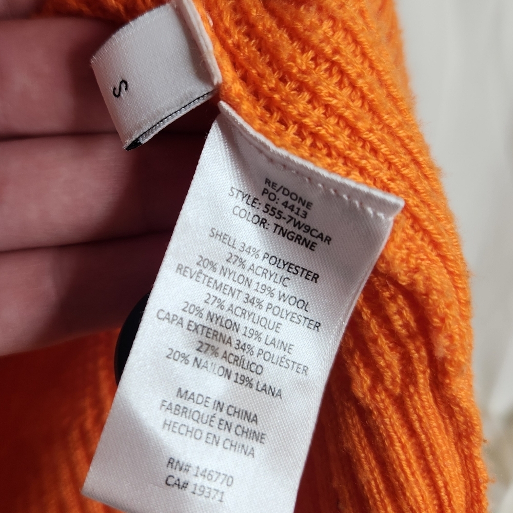 Re/Done 90s Oversized Cardigan Button Front Tangerine Orange Sz Small - Picture 5 of 5